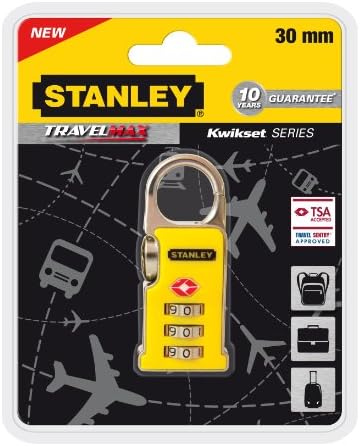 Spectrum Brands 81171393401 30mm Zinc 3 Digit TravelMax Padlock with Clip Mechanism - Yellow