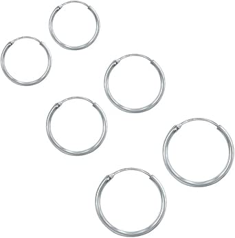 Set 6 Paia Orecchini Cerchio Acciaio Inox - 6 Misure Da 15mm A 60mm