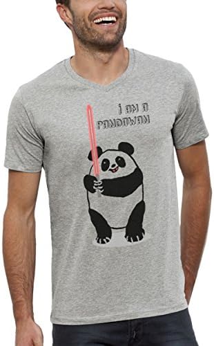 Organic Printed T-shirt grey V-Neck Numbered – I'm a Padawan – Man sizes S to XXL -  Grey - XX-Large