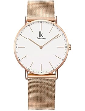 Alienwork IK Quarz Armbanduhr elegant Uhr Damen Uhren modisch Zeitloses Design Metall weiss rose gold U04813G-03