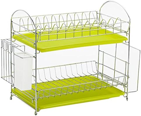 Canank Dish Drainer Rack 2 Tier Stainless Steel With Drip Tray for Kitchen Counter Large