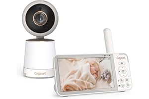 Gigaset Baby 500 Video – Video-Babyphone mit HD-Videoübertragung – sichere FHSS-Technologie – 5" LCD IPS Bildschirm-Lange Akkulaufzeit-Farbiger Nachtsichtmodus, Cream White/Bronze [Deutsche Version]