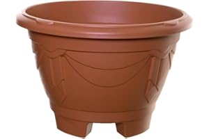 Whitefurze G02036 26cm Round Venetian Planter with Leg - Terracotta