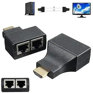 Microware 1pair 1080p HD 3D HDMI Over RJ45 CAT5e CAT6 UTP LAN Ethernet Balun Extender Repeater, HDMI Dual Cable Extender 30 Meters