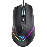 AULA F805 6400DPI RGB 7 Tuşlu Makro Optik Oyuncu Mouse, Siyah