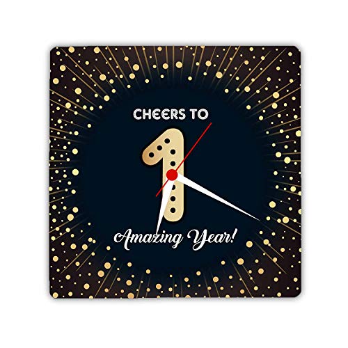 Designer Panda, Cheers to 1 Amazing Year Printed Light Weight Wall Clock 8 inches