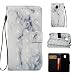 Produktbild Lanvi go Handy Hülle für Samsung Galaxy J3 DUOS (2017) SM-J330F/DS, 3D Marmor PU Leder Flip Cover Brieftasche Schütz Hülle Abdeckung Ledertasche für Samsung Galaxy J3 (2017) DUOS (Weiß Grau)