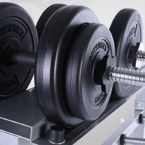 Physionics Hantelablage Hantelständer für Langhanteln und Gewichtsscheiben ca. 100/95/47 cm, 300 kg (Maximal Belastbarkeit), rutschfest - 8