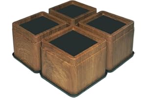 miixhoom 3 inch Bed Risers - 7.6 cm Durable Plastic Furniture Lifts | Walnut Wooden Grain Print Heavy Duty Risers for Couch, Sofa, Table, Cabinet | Stackable Bed Blocks Elevator, Set of 4