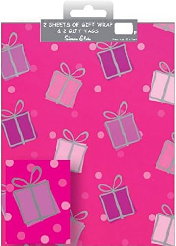 2 Double Packs Gift Wrap Designer Female 1 Pattern & Tags - Total of 4 Sheets of Quality Wrapping Paper and 4 Tags