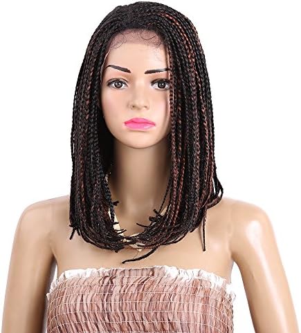 YUOIOYU Synthetic Bobo Wigs 16inch Synthetic Lace Front Wig with Baby hair Box Braiding Hair Dark Brown for African American Women (#FS1B/30)