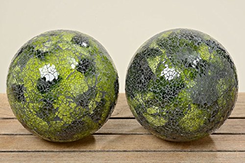 2 x Glaskugel Mosaik Grün Ø 18 cm Glas Kugel Rosenkugel Gartenkugel - 4