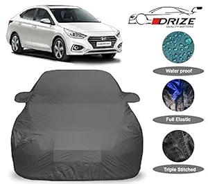 DRIZE Waterproof Car Cover for Verna with Triple Stitched Ultra Surface Body Protection (Grey Look)