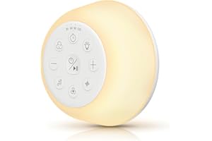 GGIE White Noise Machine | 80H Battery Life | 26 Sounds | 9 Color Ambient Light | 4 Levels Night Light | 32 Levels Volume | 30,60,90,120 Min Timer | Sleep Aid for Baby, Kid & Adult