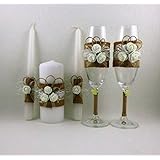 Hochzeitskerzen + Hochzeitsgläser. Hochzeit Set mit Juteband