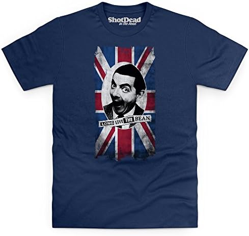 Official Mr Bean Long Live The Bean T Shirt, Male, Navy Blue, XL