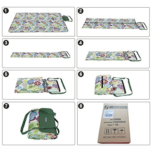 Songmics Picknickdecke Campingdecke maschinenwaschbar wärmeisoliert mit Tragegriff faltbar 195 x 150 cm GCM80M - 5