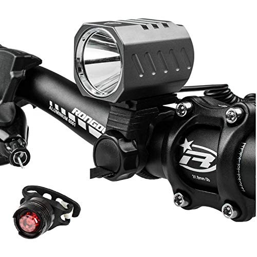 Preisvergleich Produktbild LED Fahrradlicht Set, Fahrradlichter USB Wiederaufladbare Fahrradlampe Fahrradbeleuchtung Frontlicht & Rücklichter 4 Licht-Modi Super Helle 1200 Lumen mit Akku-Pack und Rücklicht