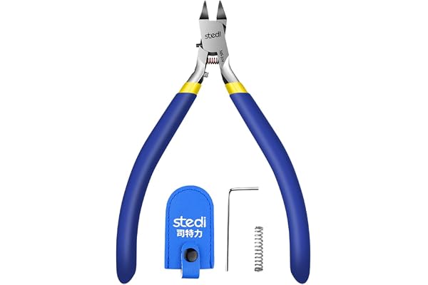 stedi 4,7-Pouces Pince de ModèLe, Avec Ultra-Mince à Un Seul Tranchant Et Le Cas de La Lame Des Outils de ModèLe En Plastique Pour Gundam RéParation de ModèLe En Plastique Et de Fixation,Blue