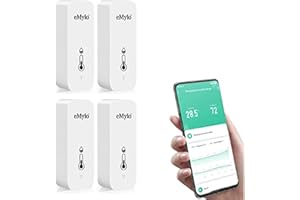 eMylo WiFi Thermometer Hygrometer Innen, Tuya Raumthermometer wlan Temperatursensor, Mini Thermo Hygrometer mit Smart App und Datenaufzeichnung （4 Pack）