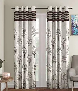 Fresh from Loom Jute Curtains for Door 7 Feet Long | Medium Window Curtain | Yarn Weaved Parda | Modern Parde for Living Room Bedroom | Screens with Eyelet Ring | Hypoallergenic (Coffee, 2pc)