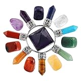 Mookaitedecor 7 Chakra Crystals Set,healing Crystal Polished Tumbled Worry Stones & Amethyst Pyramid Energy For Reiki Balancing Meditation Kit