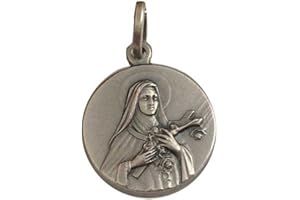 I G J Médaille de Sainte Thérèse de l'Enfant Jésus En Argent Massif 925