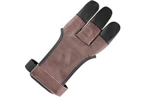 Longbowmaker Archery Glove 3 Finger guard Cow Leather Shooting Protective Gear for Left and Right Hand Archer
