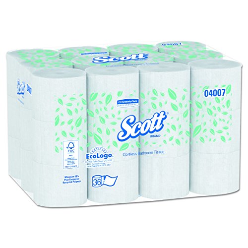 Scott Essential, 4007, Coreless Standard Roll Toilet Tissue, 2 ply, White, 36 rolls x 1,000 sheetsECOLOGOThe Forest Stewardship Council