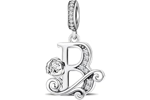 HAPPYSTAR HappySar Alfabet Charms Charms wisiorek dla kobiet srebro wysokiej próby 925 róża litera koralik na zawieszki do bransoletek kompatybilny z europejskimi bransoletkami Pandora