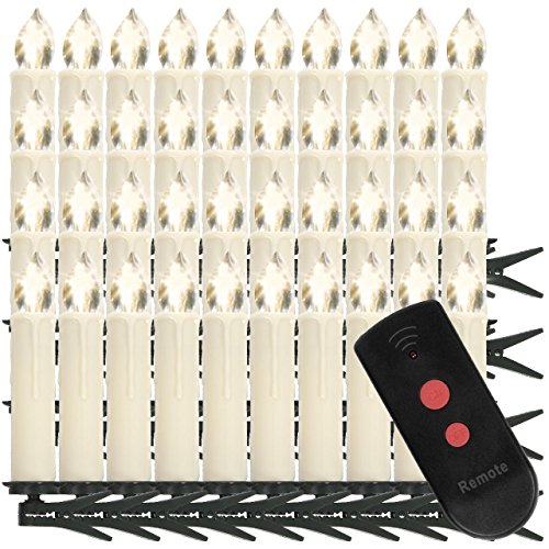 Preisvergleich Produktbild Homelux 40 LED Weihnachtskerzen, Christbaumkerzen, Weihnachtsbeleuchtung, Fernbedienung, Licht Warmweiß, Kabellos, Cremefarben