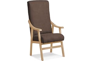 Abuelo a Gusto - Silla Brazos de Madera, Respaldo Recto, Ideal para Personas Mayores, Movilidad Reducida o Dolor Espalda. Usada en residencia y geriátricos. Tamaño: 57x69x116 cm. (Natural, Marrón)