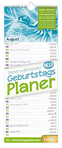 Geburtstagsplaner Wandkalender immerwährend mit Geschenkeliste, Geburtstagskalender