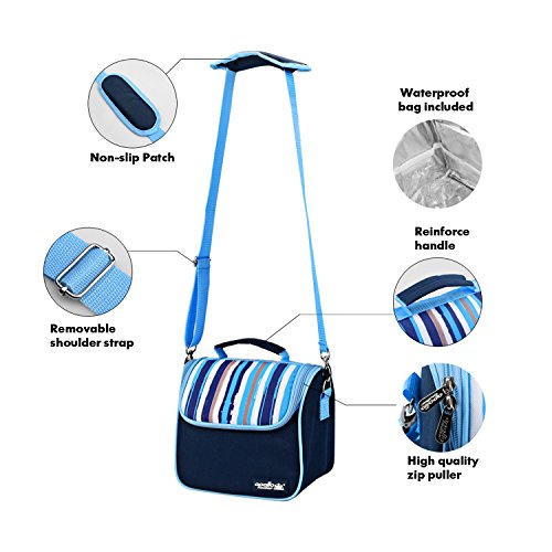 DCCN Outdoor Kühltasche Isolierte Mittagessen Tasche Kleine Wickeltasche mit 2 Abnehmbaren Netztaschen und Schultergurt - 5