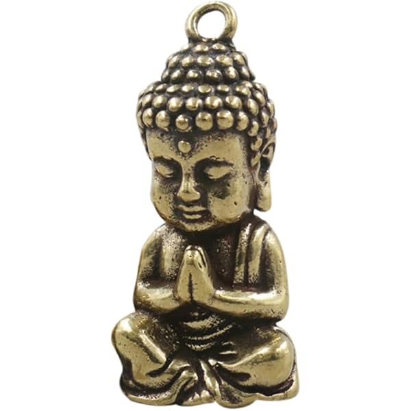 FABACH Porte-Clés Bouddha Karma - Pendentif Métal Bronze - Mini Porte-Bonheur Voiture Et Yoga