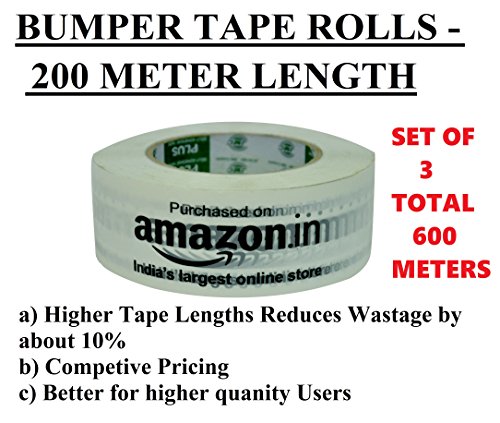 IONIX Printed Amazon Tape for Packaging (200 m, Pack of 3)