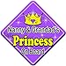 SWIRL NANNY & GRANDAD'S LITTLE PRINCESS ON BOARD (like baby on board sign) Non Personalised novelty baby on board car window sign.
