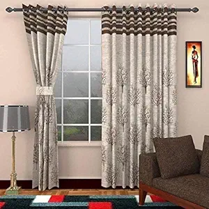 HOMERICA Premium Thick Jute Fabric Room Darkening Curtains Set of 2 PCS , Blackout -80% (Brown, 7 FEET Door)