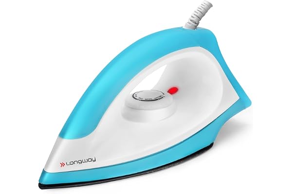 Longway Kwid Light Weight Non-Stick Teflon Coated Dry Iron, Electric Iron for Clothes | 2 Year Warranty| (1100 Watt, Blue)