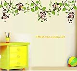HALLOBO® Wandtattoo Affe Schaukel Affen Wandaufkleber Monkey Wandsticker Kinderzimmer Kinder Baby - 2