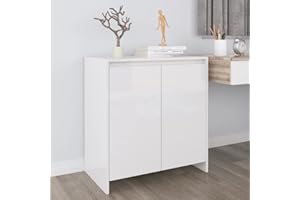 Higsose Credenza 70x41x75cm Bianco Lucido,Legno Multistrato,Mobile Portaoggetti Credenza Soggiorno Moderno Mobile Angolare Soggiorno Dispensa Cucina Mobile Alto Armadio Bagno