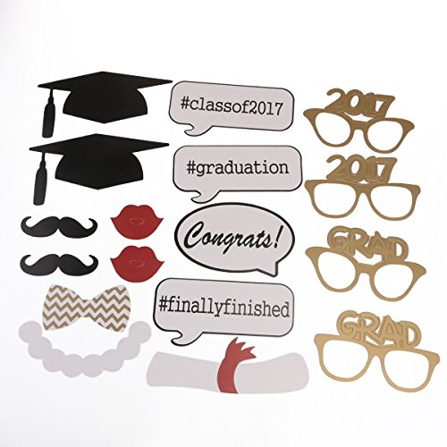 OULII 17pcs Graduation Requisiten Graduierung Phtoto Fotokabine Requisiten 2017 Graduation Party Dekorationen - 7