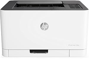 HP Color LaserJet 150nw 4ZB95A, Stampante a Singola Funzione A4, Stampa Fronte e Retro Manuale a colori, 18 ppm, USB, Wi-Fi, Ethernet, Schermo LCD a icone con tastierino, Bianca