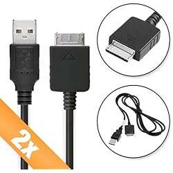 subtel 2X Cable USB dato 1m Compatible con Sony Walkman NW-A45 -A20 -A25HN NWZ-A15 -A10 NW-ZX2 -ZX1 ZX100 NWZ-E585 -E584 -E463 -E453 -E443 -E436f NWZ-S545 -S544 -S764 NWZ-F886 Cable Carga Cargador