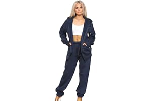 Aarhon J5fashion Women's Oversized Tracksuit, Zip-Up Hooded Track Top, Fit Jogger Suit Available in Sizes 8-16