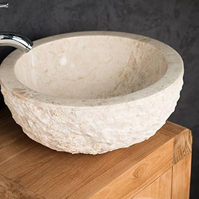 wanda collection Vasque ROME en marbre à poser crème 35 cm