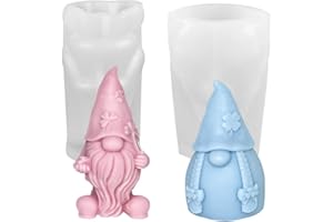 Sprinlot Stampo per Candele Gnomo, 2Pcs Silicone Stampo Gnomo, 3D Stampi per Candele Natalizie, Stampi per Fabbricazione Candele, Regalo Natale Compleanno Amici di Famiglia