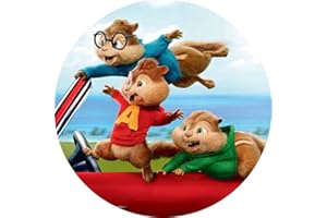 Dolce idea CIALDA in Ostia Alvin e i Chipmunks Personalizzabile, Forma Rotonda diam. 20 cm, Decorazione per Torta