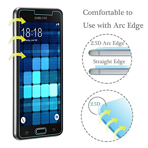 Samsung Galaxy J3 (2016) Panzerglas, 2 Stück POOPHUNS Samsung Galaxy J3 (2016) Schutzfolie, 9H Härtegrad, 99% Ultra Transparenz Full HD, Blasenfrei, Einfache Installation und Hohe Qualität - 4