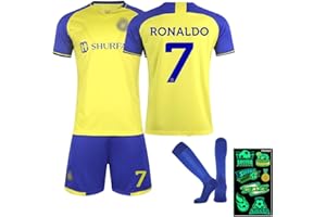 Tkcumwcz Maglie da Calcio, Set Maglie di Calcio per Bambini, Kids Soccer Jersey, Numero 7, Maglia da Calcio Include T-Shirt, Pantaloncini, Calzini e Figurina